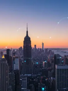 Digital cityscape representing US tech sector growth forecast for 2026
