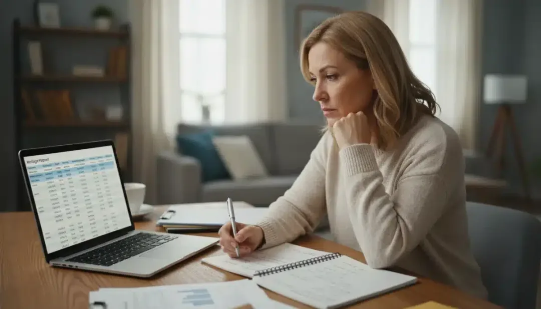Homeowner calculating mortgage payment adjustments