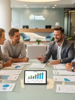 Group of diverse individuals discussing debt consolidation options with a financial advisor, showing relief.