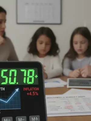Calculator showing rising inflation figures impacting a household budget.