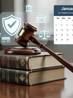Gavel and law books symbolizing the new Federal Consumer Protection Act taking effect in January 2026.