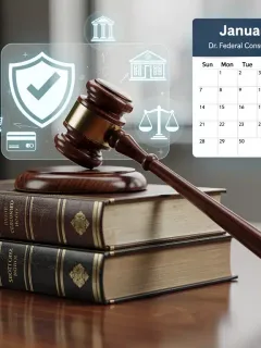 Gavel and law books symbolizing the new Federal Consumer Protection Act taking effect in January 2026.