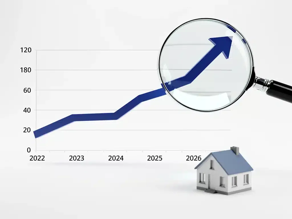 Financial chart showing projected 2026 interest rate trends and housing market implications.