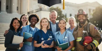 Public service workers celebrating student loan forgiveness