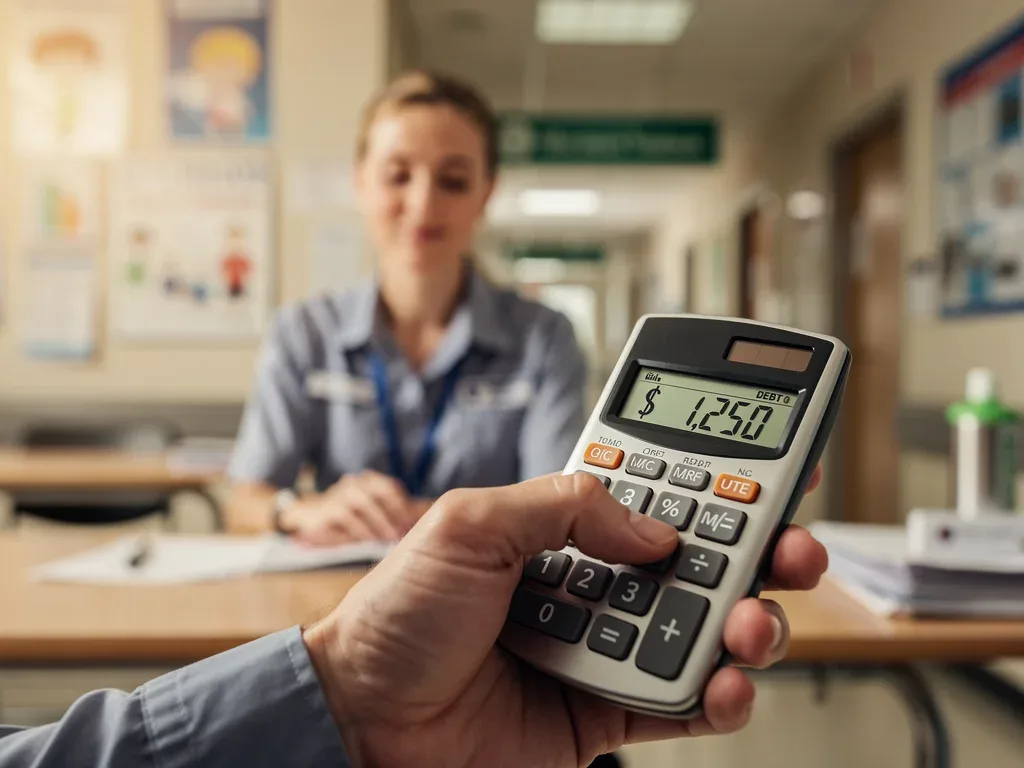 Calculator showing reduced student loan debt