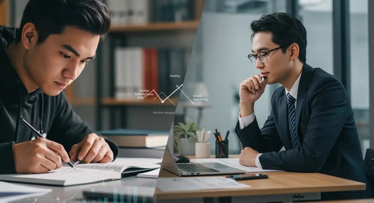 Student studying transitioning to professional career success